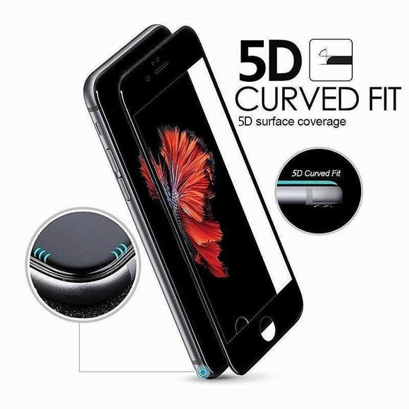 5D Full Cover Curved Tempered Glass Screen Protector For iPhone 11 Pro Max/ iPhone 11 Pro/ iPhone 11/ iPhone XS Max/XR/XS/X/8/8 Plus/7/7 Plus/6/6 Plus/6S/6S Plus - Compas Shopping