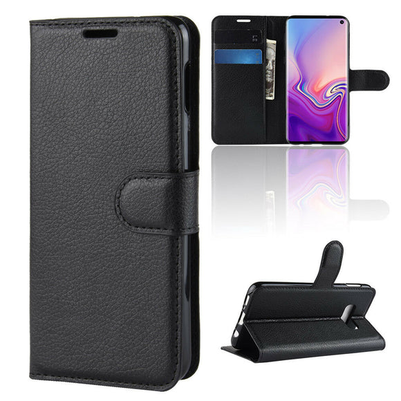 Black PU Leather Flip Wallet Case Kickstand Cover Case For Huawei Phone Models - Compas Shopping